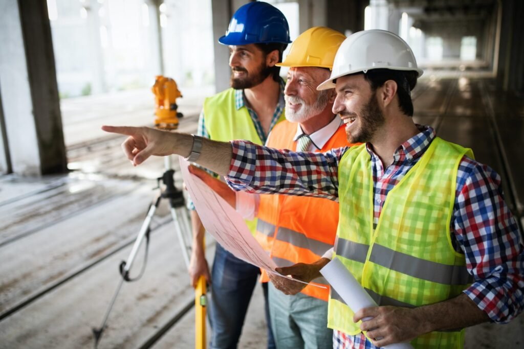 Workers looking at site